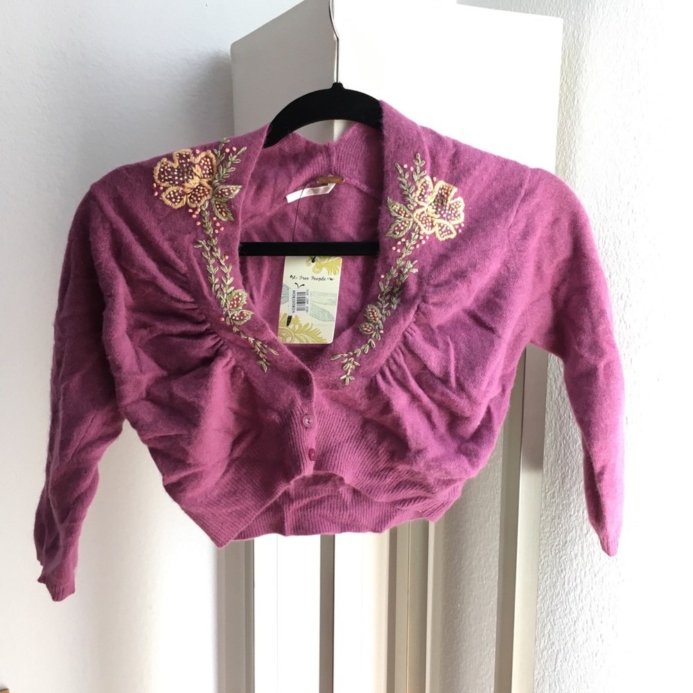 Free People bolero shrug sweater Plum